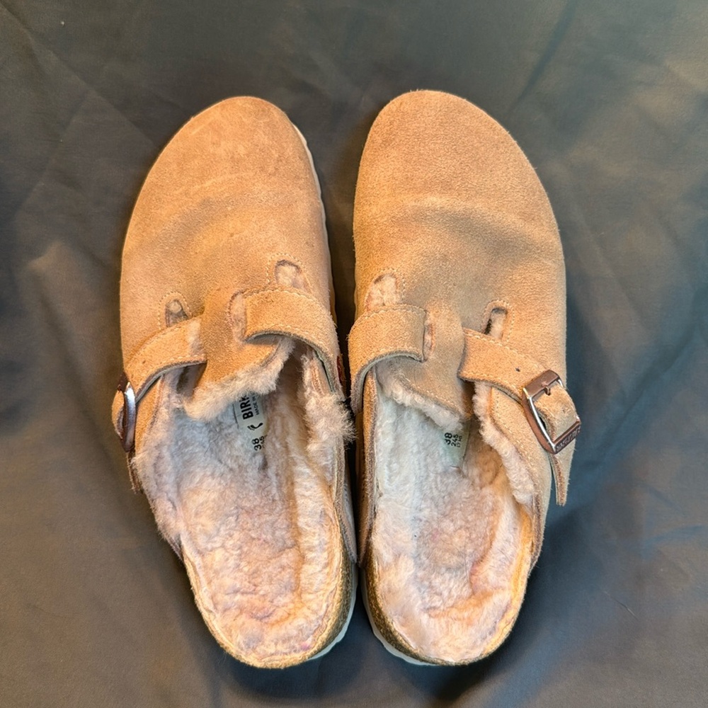 Birkenstock Boston Clogs Shearling Light Pink Blush Pink Size 7 EU 38